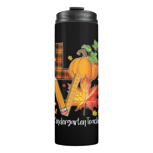 Termo LOVE Kindergarten Teacher Fall Leaves Autumn (Anverso)