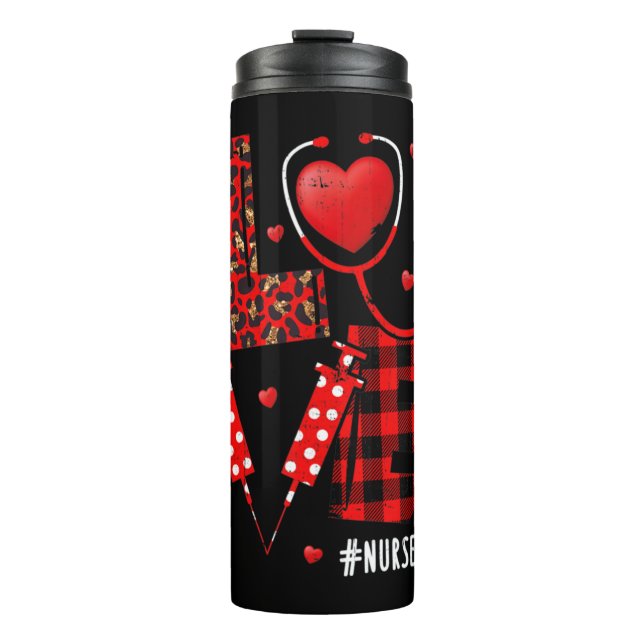 Termo Love Nurselife Valentine Nurse Leopard Print Plaid (Anverso)