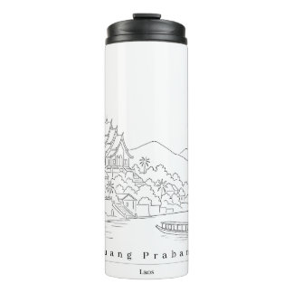 Termo Luang Prabang Laos Arte de Línea Minimalista