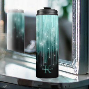 Termo Luces en cascada Monograma ID789 Verde azulado