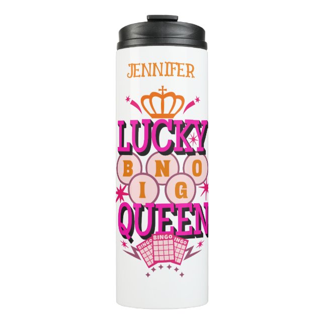 Termo Lucky Bingo Queen /editable nombre (Anverso)