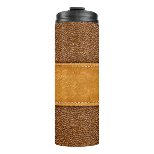 Termo Lujo de cuero: Elegancia marrón con título