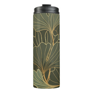 Termo Lujoso Ginkgo Gold Line Art