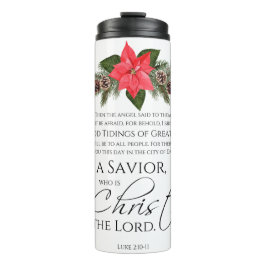 Termo Luke 2:10-11 Good Tidings Poinsettia Navidades