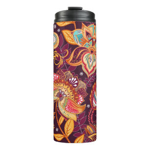 Termo Luminoso patrón sin fisuras en estilo paisley. Col