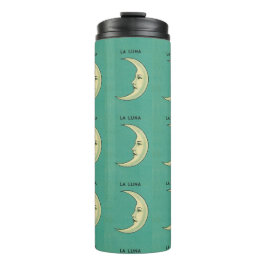 Termo Luna de media luna vintage La Luna verde azulada y