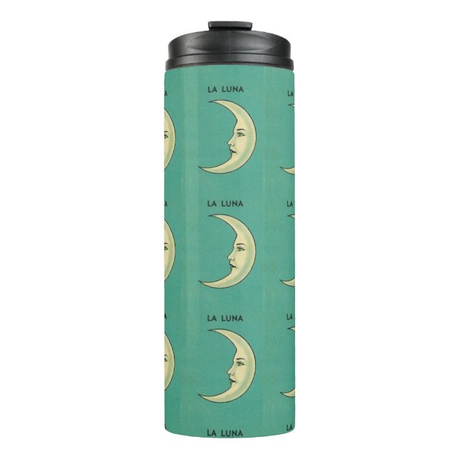 Termo Luna de media luna vintage La Luna verde azulada y (Anverso)