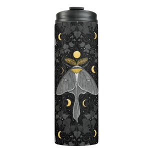 Termo Luna, fases lunares y patrón de damasco de hiedra