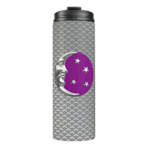 Termo Luna y estrellas Art Déco, Turquesa y Plata