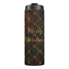 Termo Luxury, Christmas Pattern, Gold Merry Christmas 