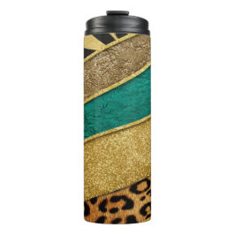 Termo Luxury Emerald & Gold Safari Leopard Zebra Glitter