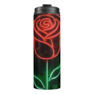 Termo Luz de neón roja Rosa de hiedra dulce que brilla 