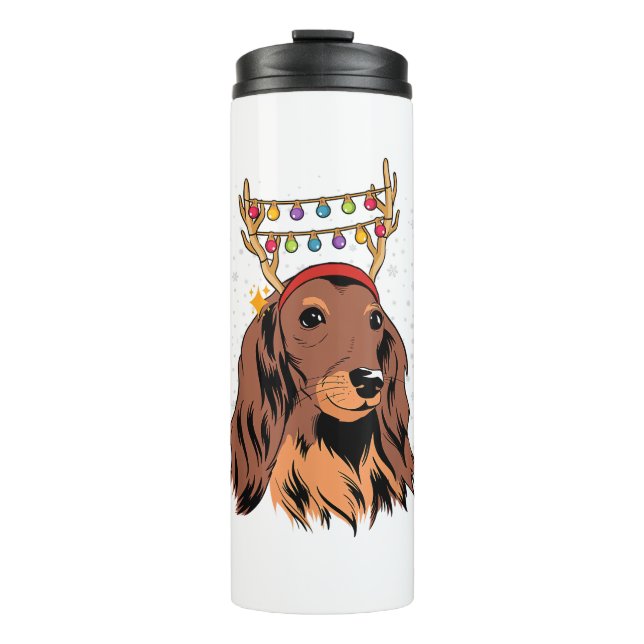 Termo Luz del árbol de navidad de reno de pelo largo de  (Anverso)