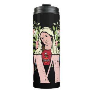 Termo M Mary Virgin Sagrado Corazón Jesús Católico Relig