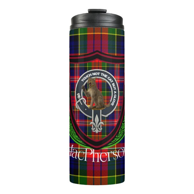 Termo MacPherson Scottish Clan Tartan & Crest (Anverso)