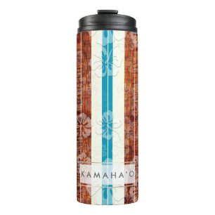 Termo Madera Longboard de Koa del hibisco de PixDezines