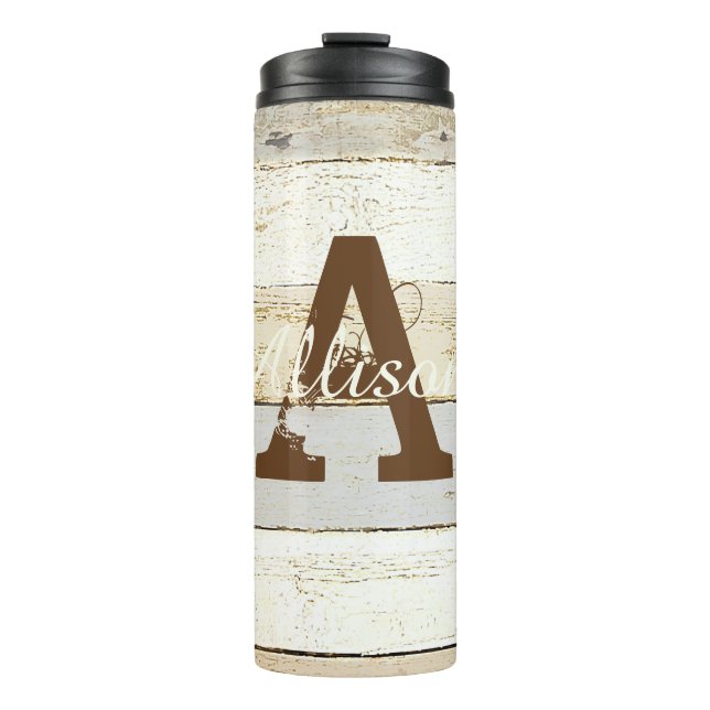 Termo Madera rústica personalizada y letra (Anverso)