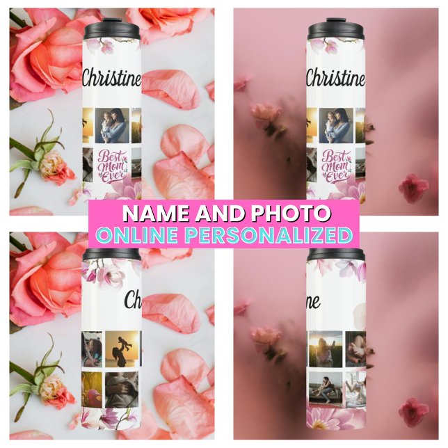 Termo Madre De Familia Moderna Para Ser Collage de fotos (Modern Family Mother To Be Photo Collage Thermal Tumbler)