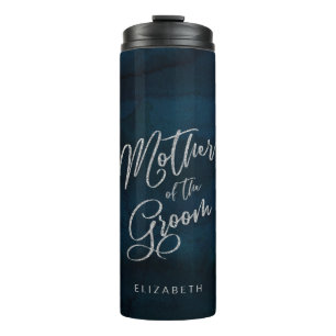 Termo Madre del Novio Monograma Azul Oscuro Lustre