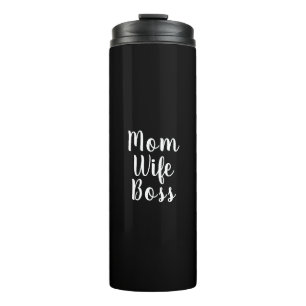 Termo Madre esposa jefe personalizado blanco negro lindo