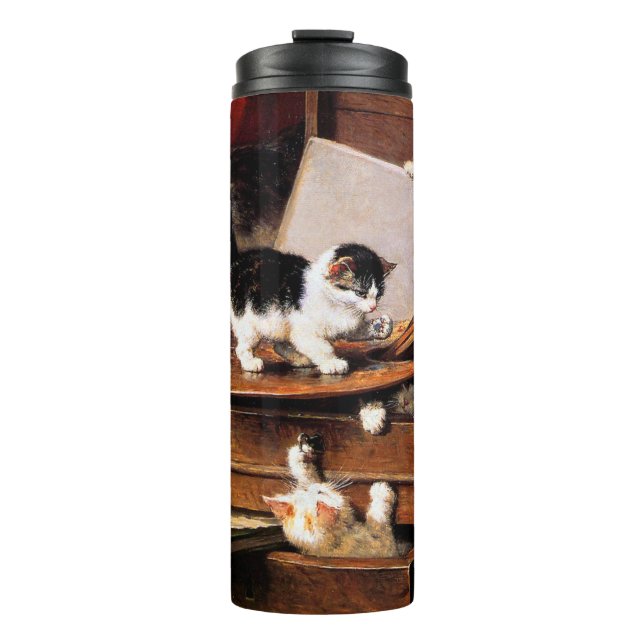 Termo Madre gata y gatitos en la mesa (Anverso)