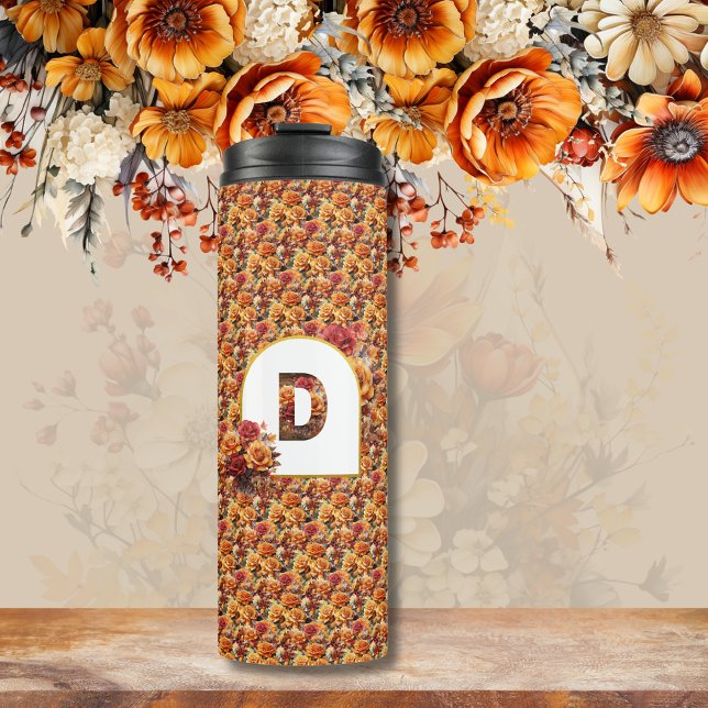 Termo Madre monogramada Abuela Cumpleaños Fall Floral (Subido por el creador)