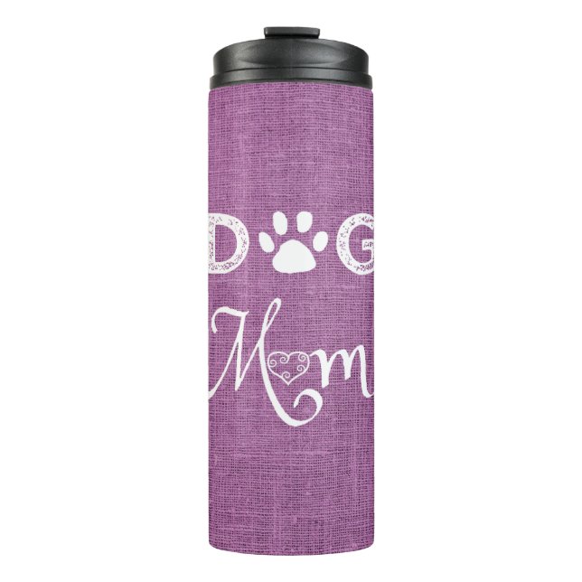 Termo Magenta Burlap Dog Mom Thermal Tumbler (Anverso)