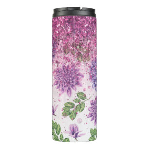 Termo *~* Magenta Floral Sucultora Purpurina Girly