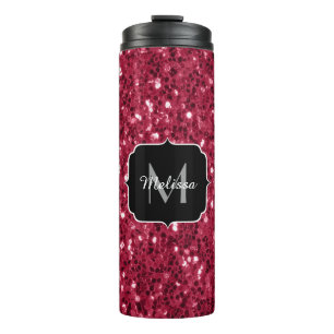 Termo Magenta rojo oscuro aguijón negro espuma Monograma