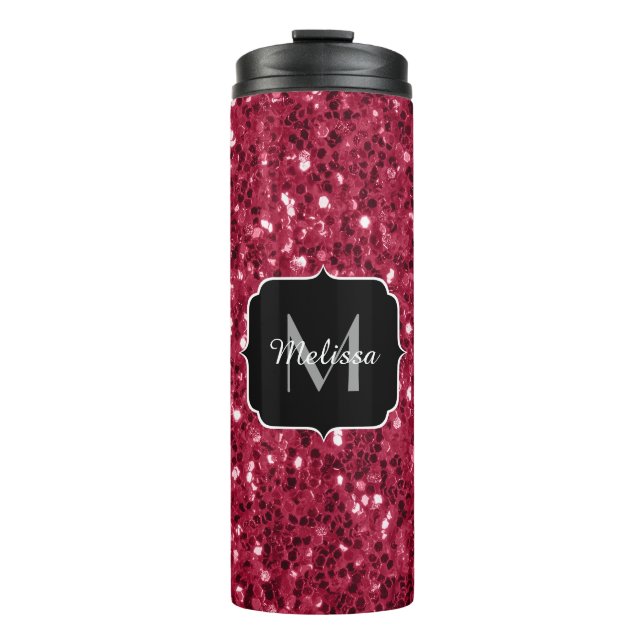 Termo Magenta rojo oscuro aguijón negro espuma Monograma (Anverso)