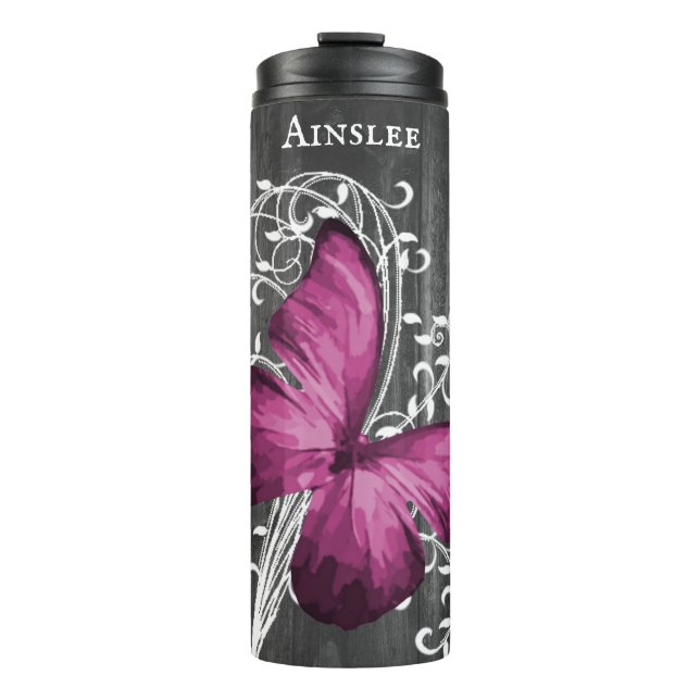 Termo Magenta Rustic Butterfly personalizada (Anverso)