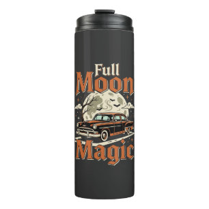 Termo Magia de Coche Antiguo en Luna Llena de Halloween