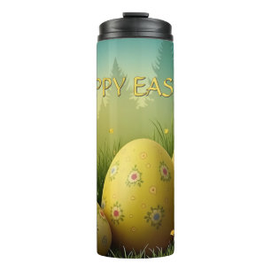 Termo Magia de primavera con huevos de Pascua en un mar