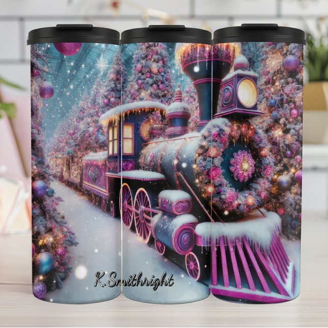 Termo Magical Pink Purple Christmas Train Wonderland (Subido por el creador)