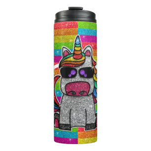 Termo Magnífico Día de Cumpleaños del Purpurina Rainbow