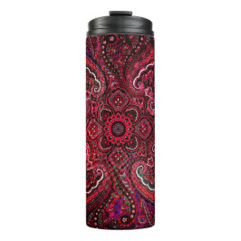 Termo Magnífico Paisley Rojo en Fondo Negro