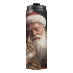 Termo Maine Coon Con Los Navidades Festividades De Santa
