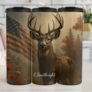 Termo Majestic Deer Patriotic Forest Landscape