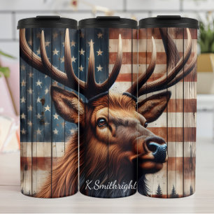 Termo Majestic Elk American Flag Wood