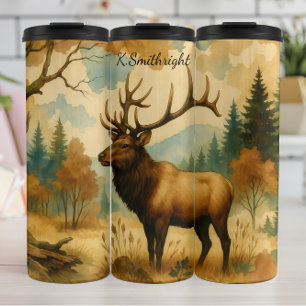 Termo Majestic Elk Autumn Forest Watercolor