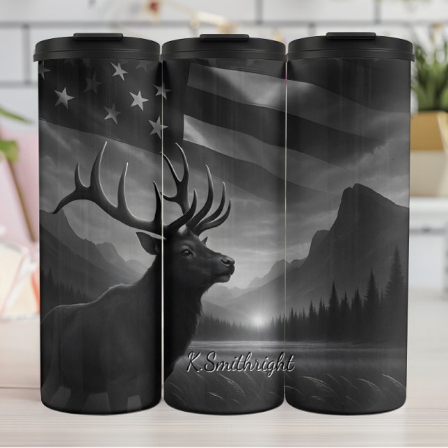 Termo Majestic Elk Bandera Americana Wilderness (Subido por el creador)