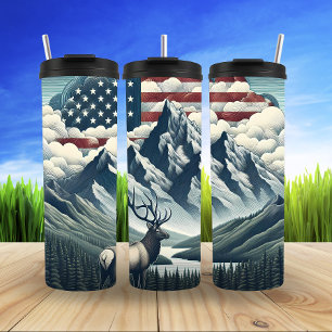 Termo Majestuoso ciervo bajo los cielos americanos