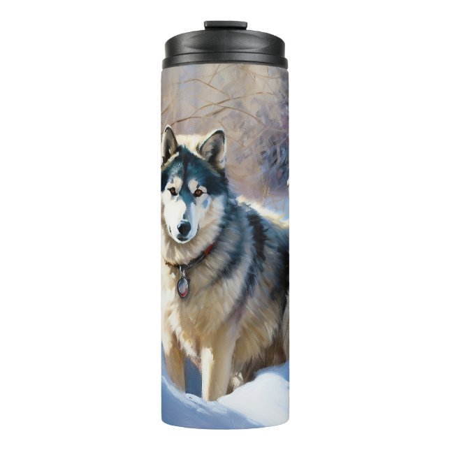 Termo Malamute Aaskan Deja que nieve Navidad (Anverso)