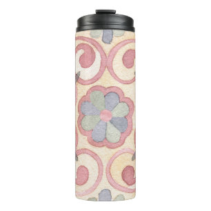 Termo Málica española italiana acuarela rosa floral