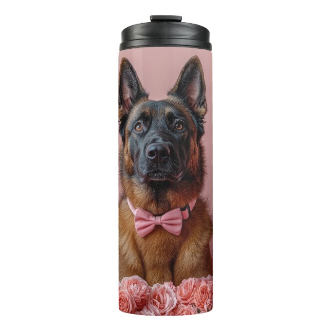Termo Malinois Belga con Rosas - Día de San Valentín  (Anverso)