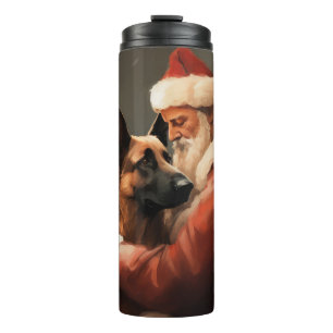 Termo Malinois Belga con Santa Claus Festivo de Navidad
