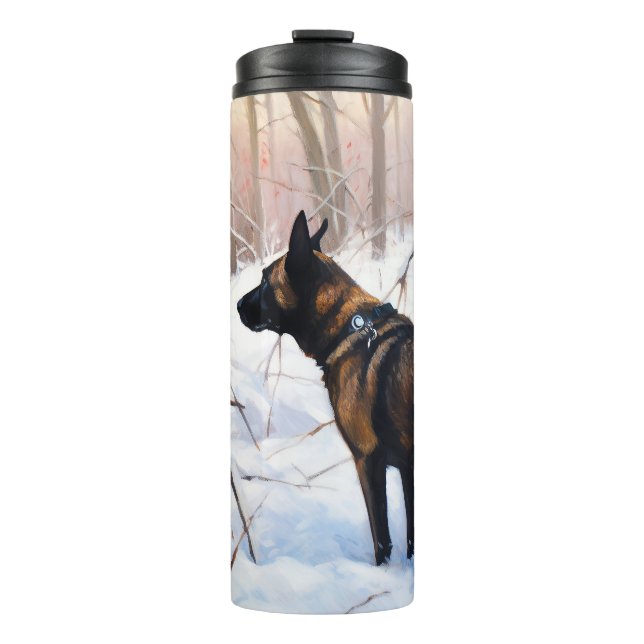 Termo Malinois Belga Deja que nieve Navidad (Anverso)