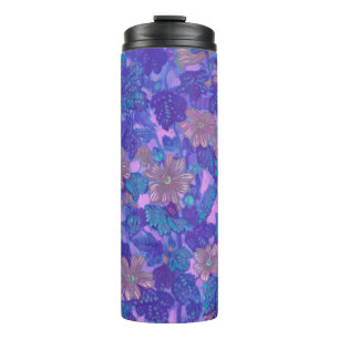 Termo Mallow Bloom, Malva Flores Pintando Floral Púrpura
