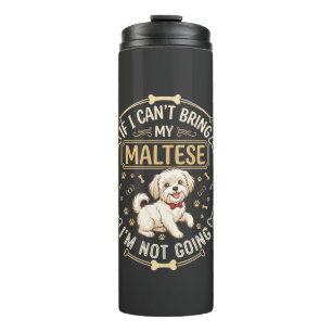 Termo Maltés No Va Perro Corbata Roja De Hueso Marco