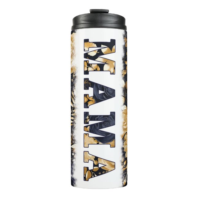 Termo MAMA Bonito/Tumbler floral de oro (Anverso)